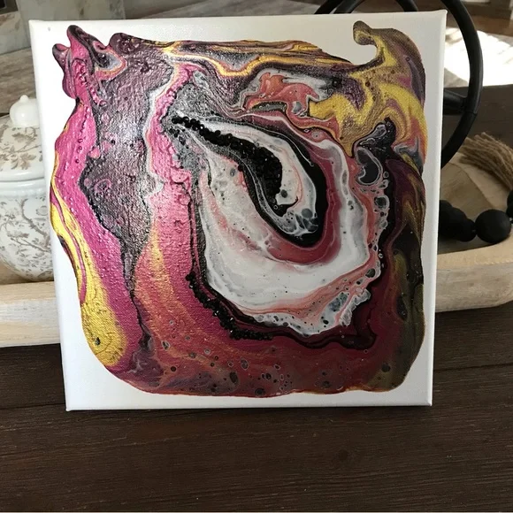 Hand made original multi color abstract acrylic on canvas wall decor painting - Picture 5 of 14